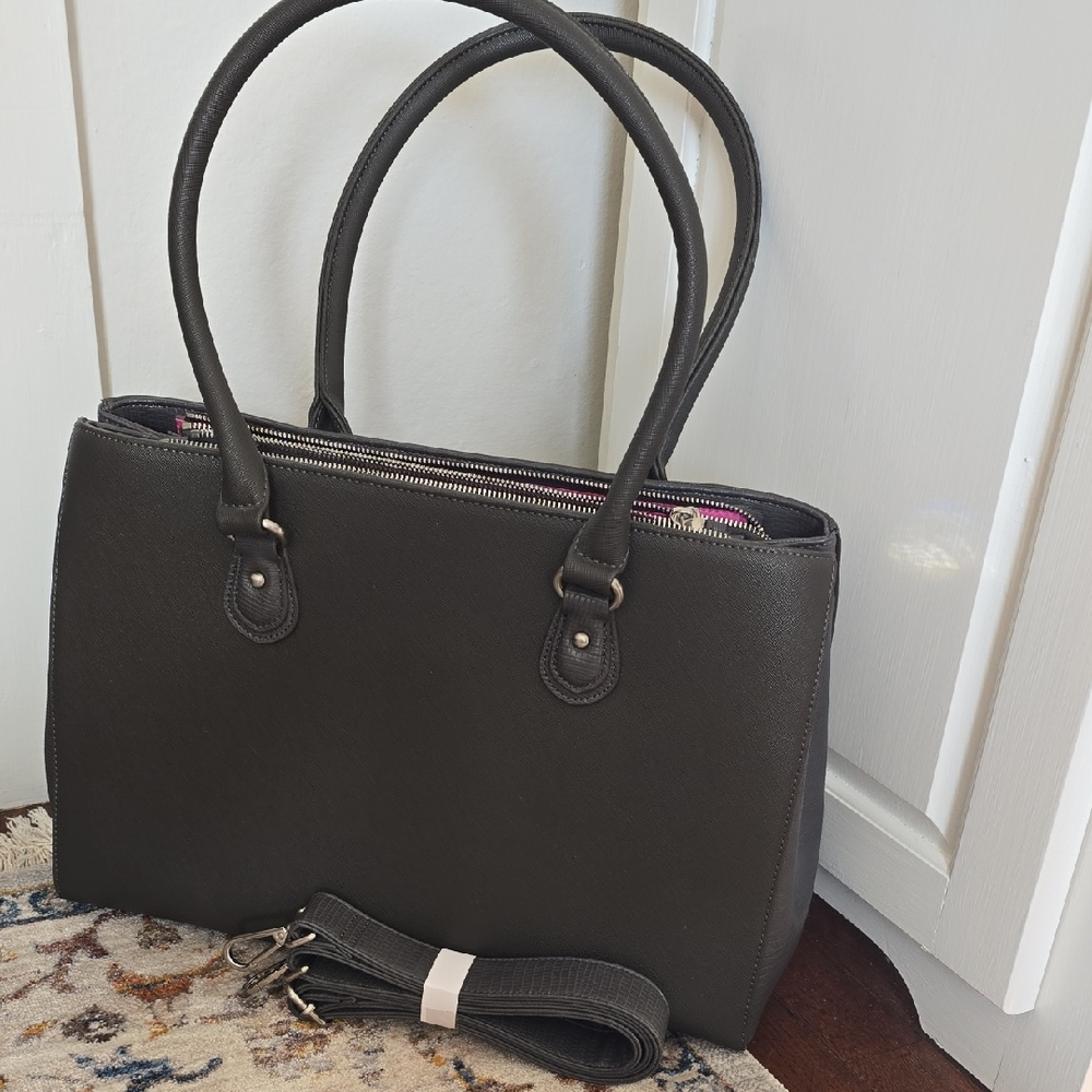 My Best Friend Is A Bag Tote Gray Pink Lining New Has A  Shoulder Strap